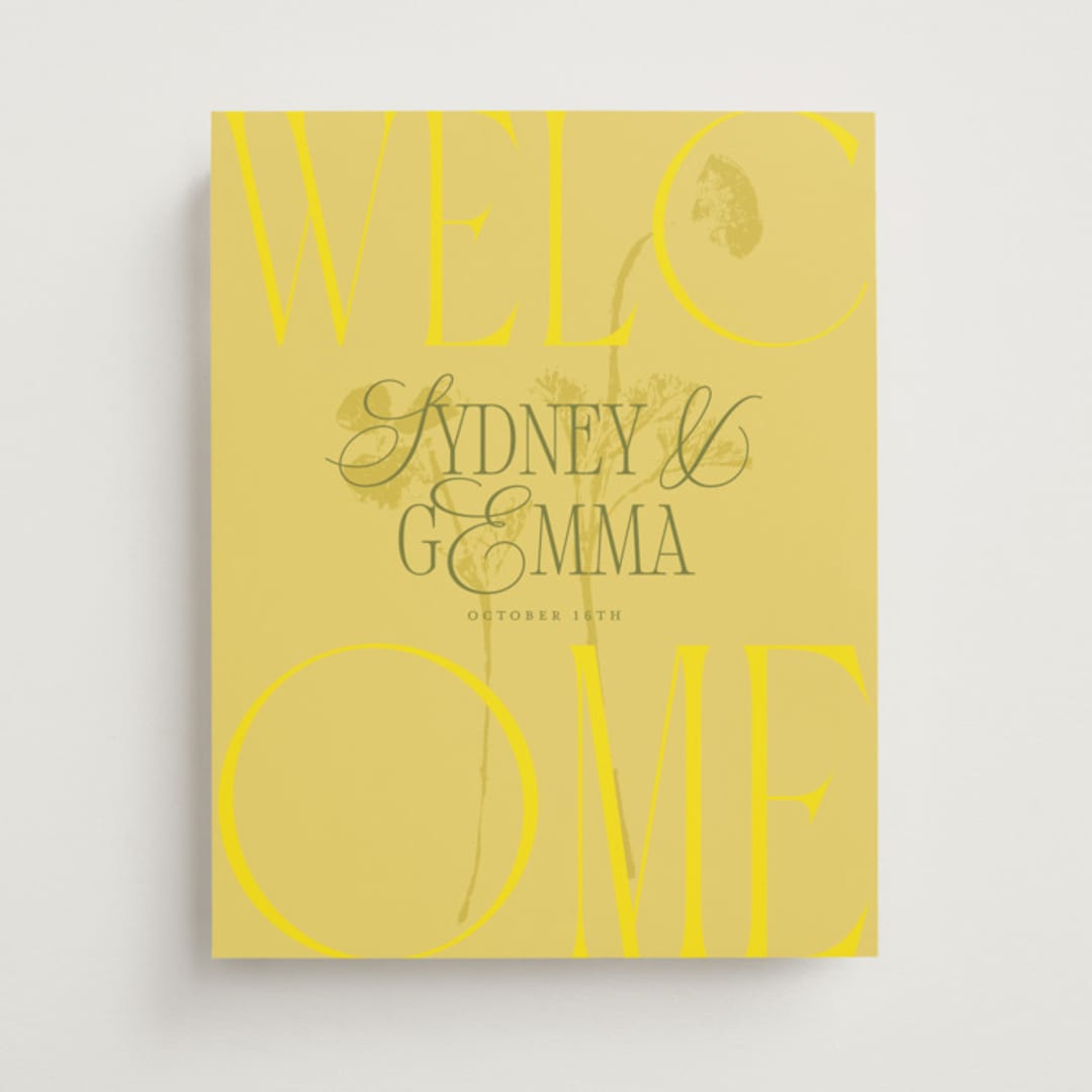 "Bloom" - Welcome Signs in Island Citrus by Morgan Kendall - Front