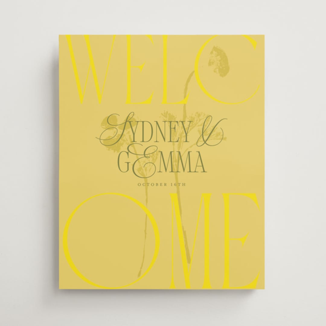 "Bloom" - Welcome Signs in Island Citrus by Morgan Kendall - Front