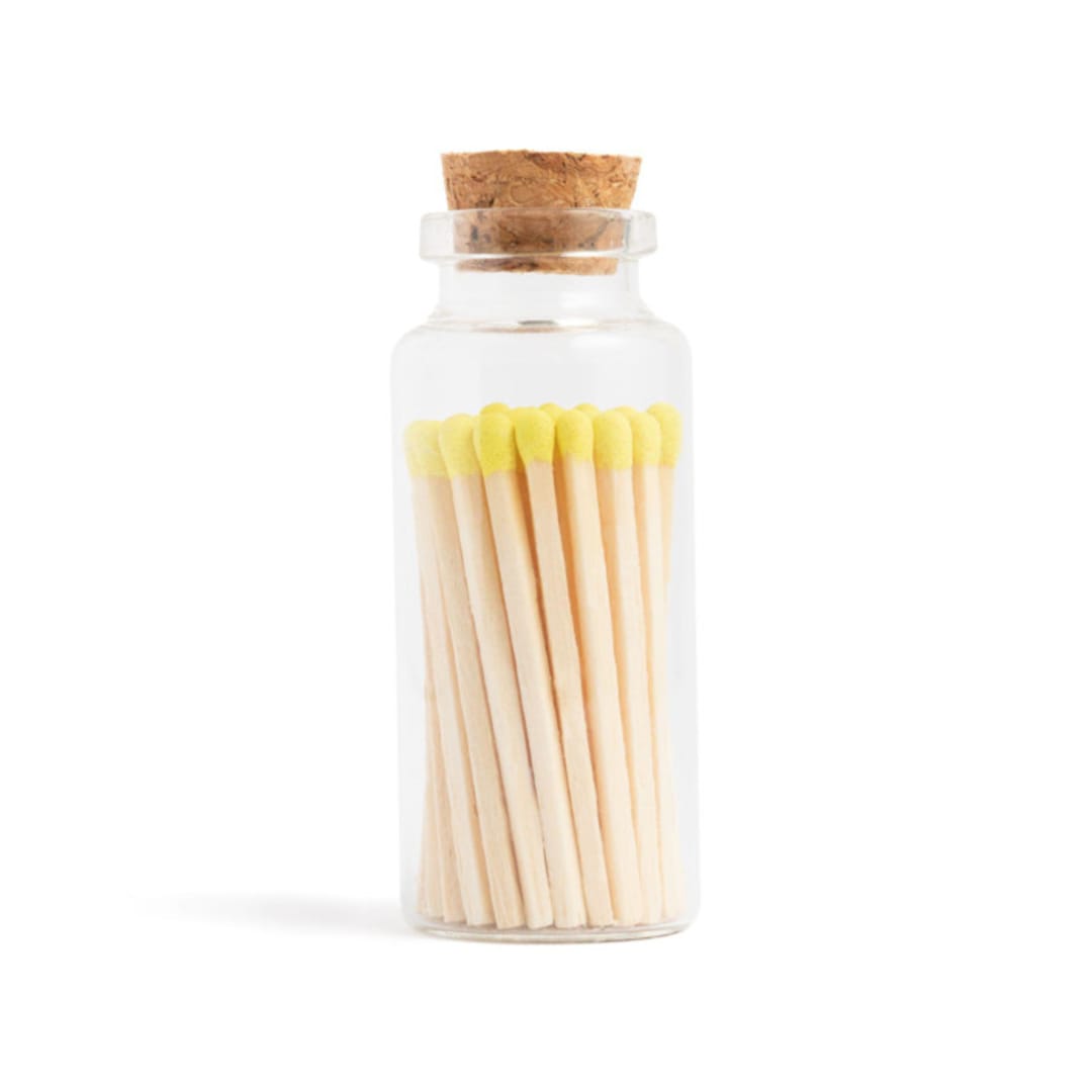 "Lemon Yellow Matchsticks in Medium Corked Vial" - Matchbooks and Matches in multicolorassorted-colors by Summer Hedglin