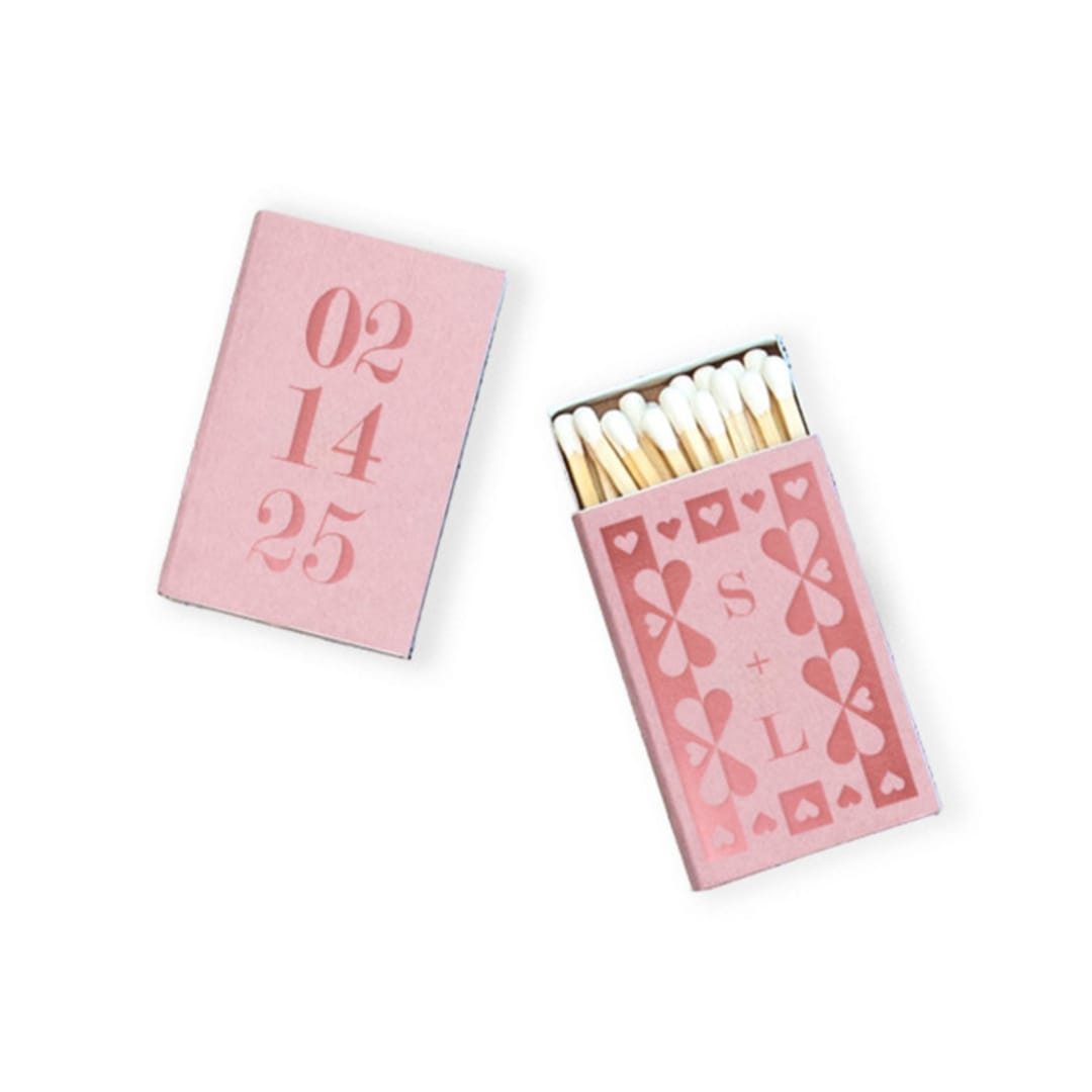 "Valentine's Day Hearts Matchboxes, set of 100" - Matchbooks and Matches in pink by ForYourParty