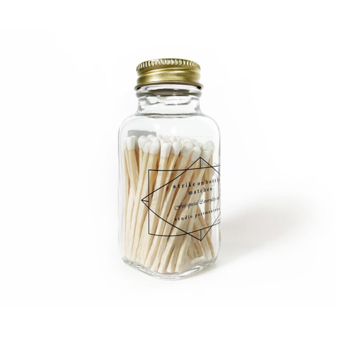 "Geometric Jar Matches" - Matchbooks and Matches in white by Jessica Cunningham