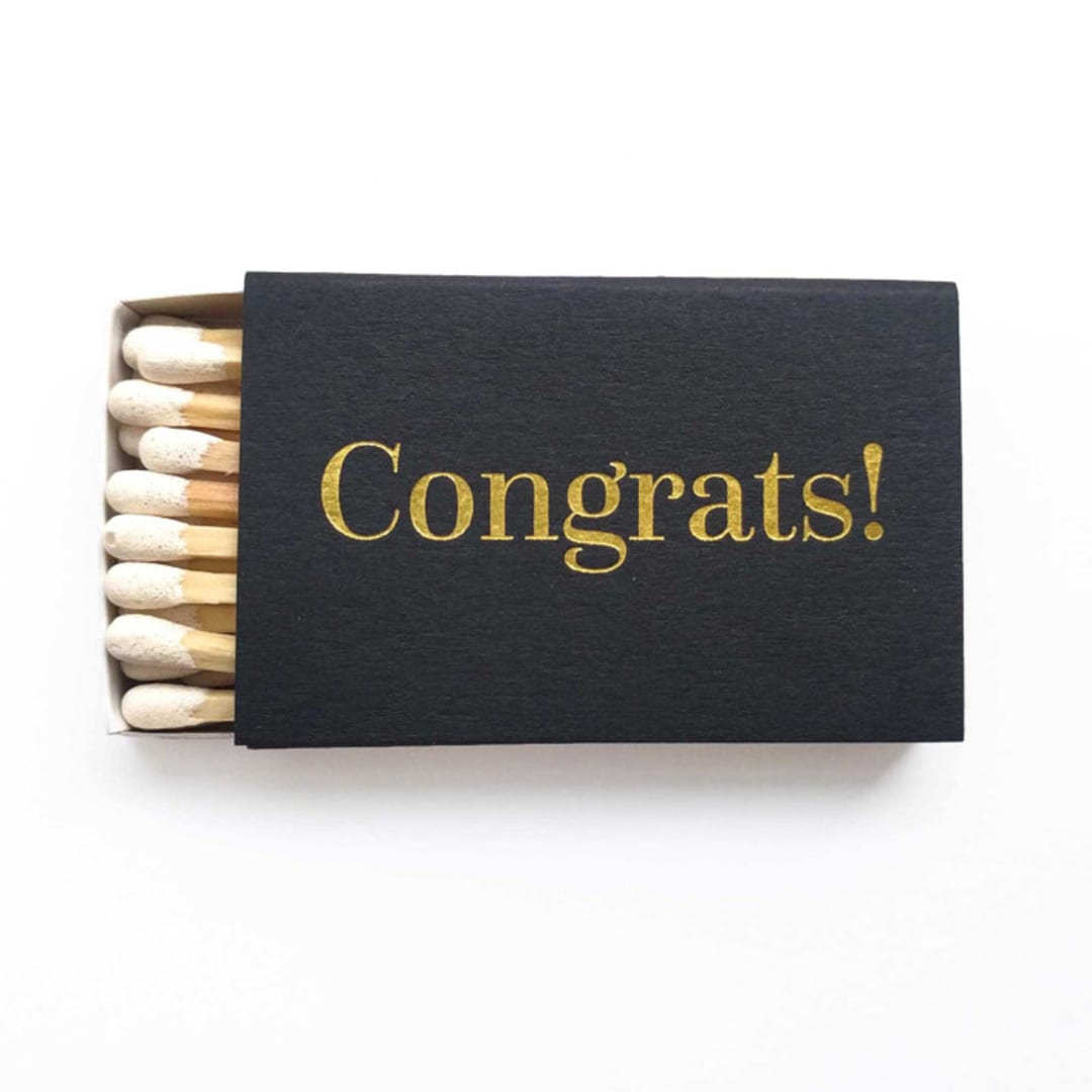 "Congrats Matchbox" - Matchbooks and Matches in black by Tea and Becky