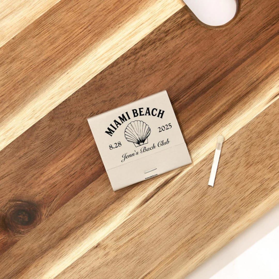 "Bachelorette Beach Party Seashell Matchbooks, set of 50" - Matchbooks and Matches in beige by ForYourParty
