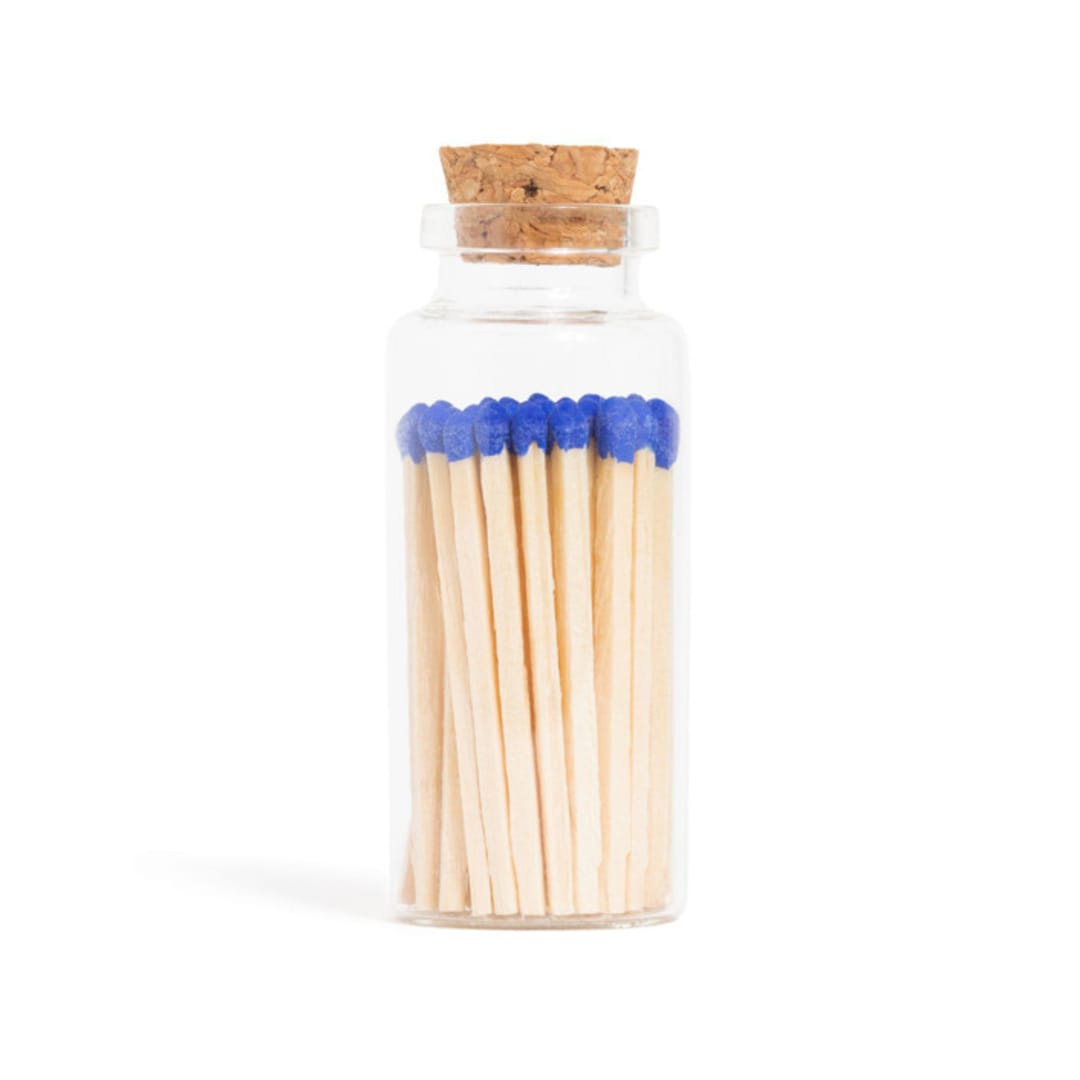 "Royal Blue Matchsticks in Medium Corked Vial" - Matchbooks and Matches in multicolorassorted-colors by Summer Hedglin
