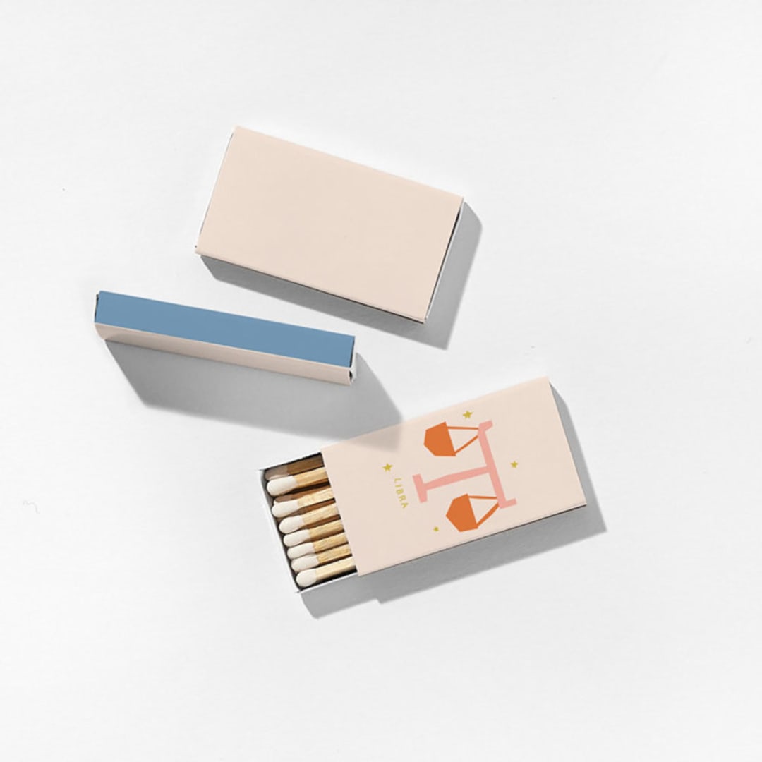 "Color Pop Libra Matchboxes, Pack of 4" - Matchbooks and Matches in gray by ForYourParty
