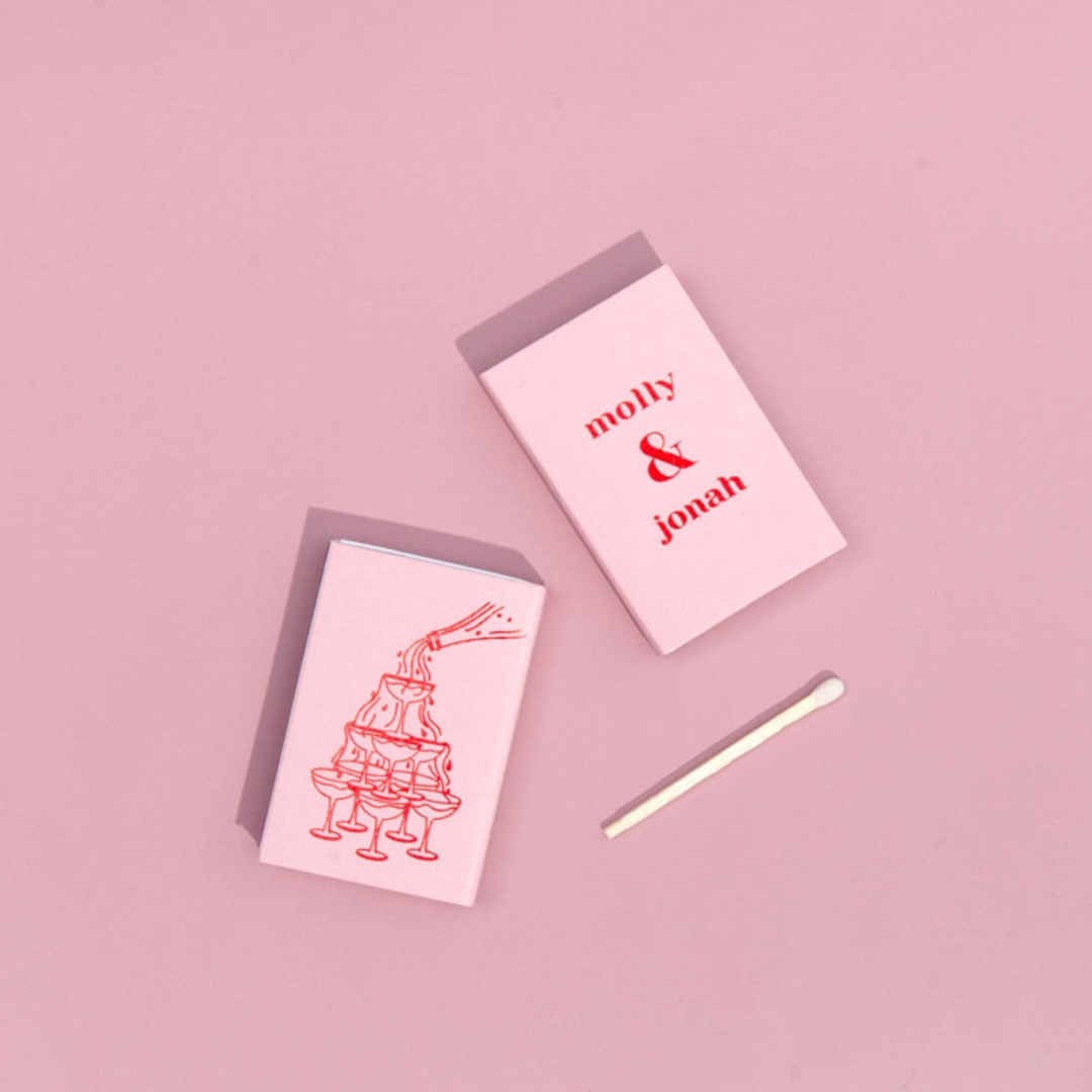 "Classic Champagne Tower Matchbox, set of 100" - Matchbooks and Matches in pink by ForYourParty