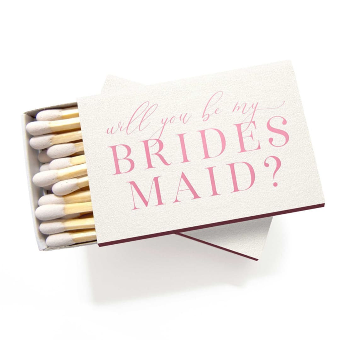"Will You Be My Bridesmaid Matchbox" - Matchbooks and Matches in pink by Tea and Becky