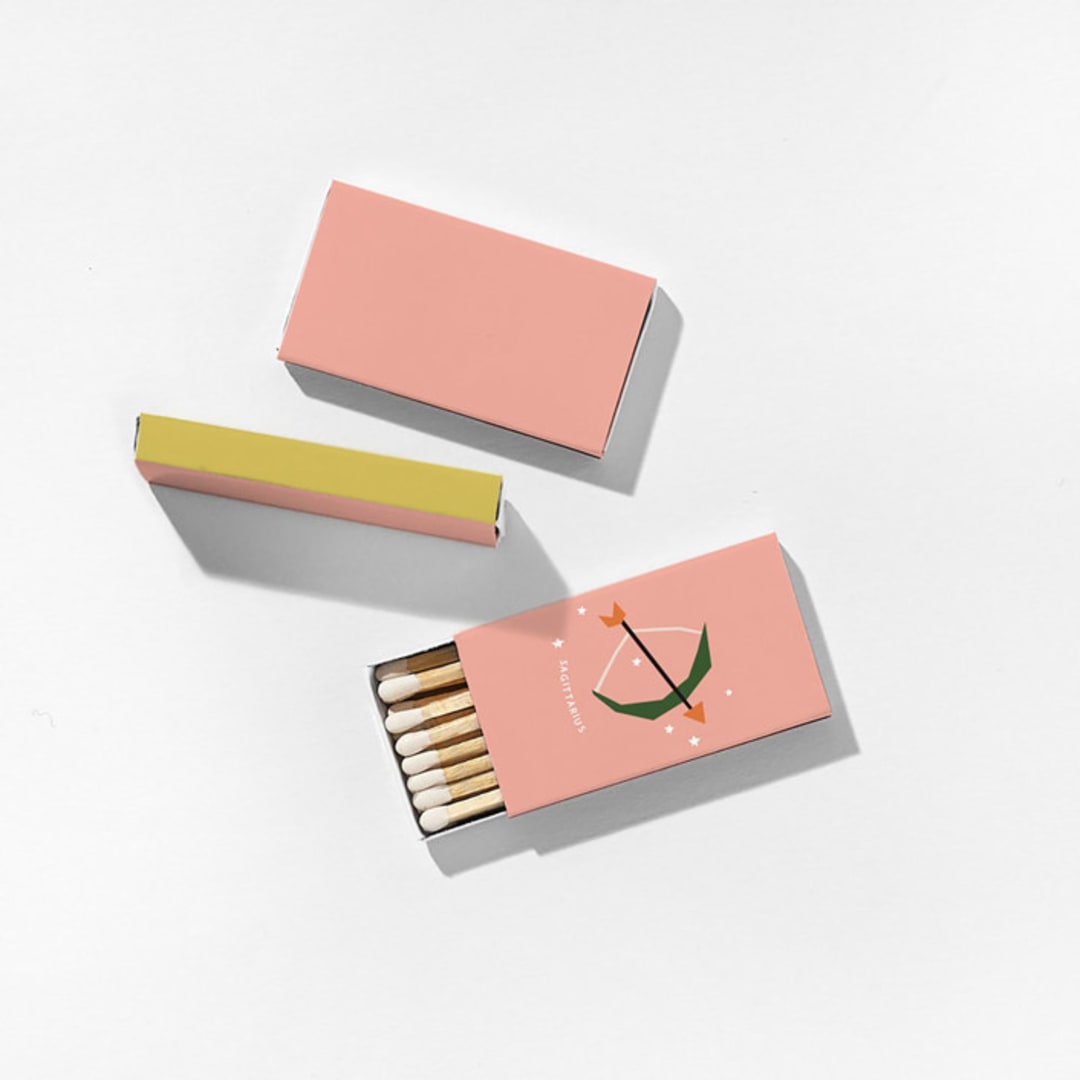 "Color Pop Sagittarius Matchboxes, Pack of 4" - Matchbooks and Matches in yellow by ForYourParty