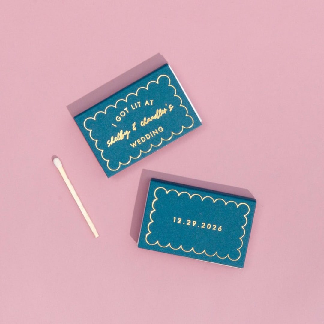 "I Got Lit At Their Wedding Matchbox, set of 100" - Matchbooks and Matches in blue by ForYourParty