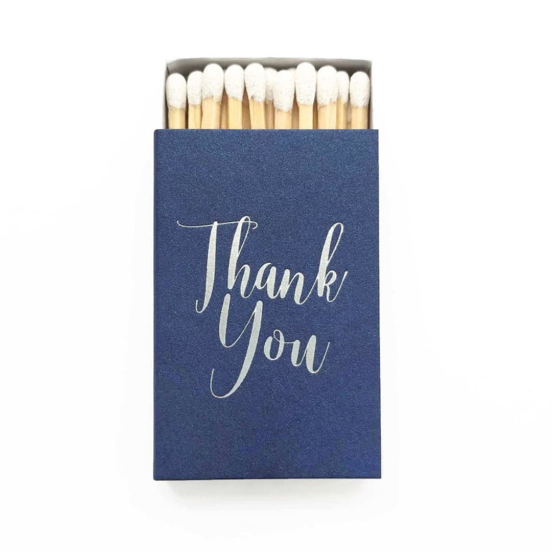 "Blue Thank You Matchbox" - Matchbooks and Matches in blue by Tea and Becky