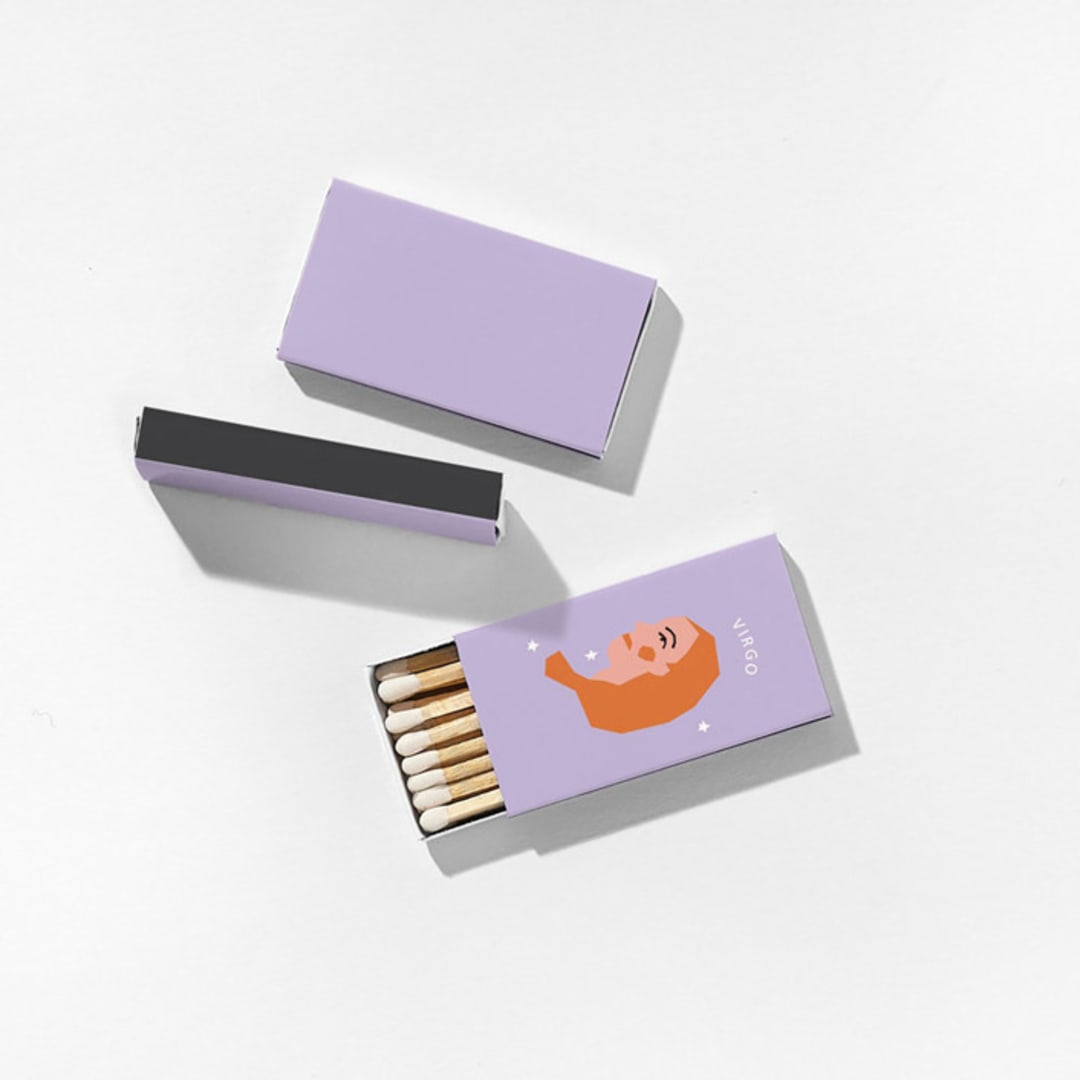 "Color Pop Virgo Matchboxes, Pack of 4" - Matchbooks and Matches in beige by ForYourParty