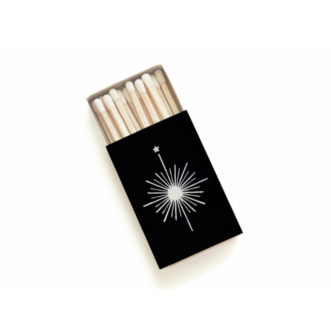 "Compass Rose Matchbox, Silver on Black" - Matchbooks and Matches in black by Jessica Cunningham