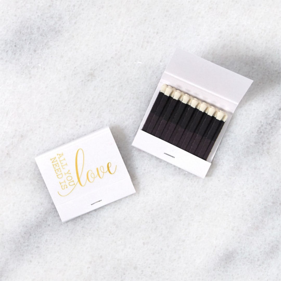 "All You Need Is Love Matchbooks, pack of 8" - Matchbooks and Matches in white by ForYourParty