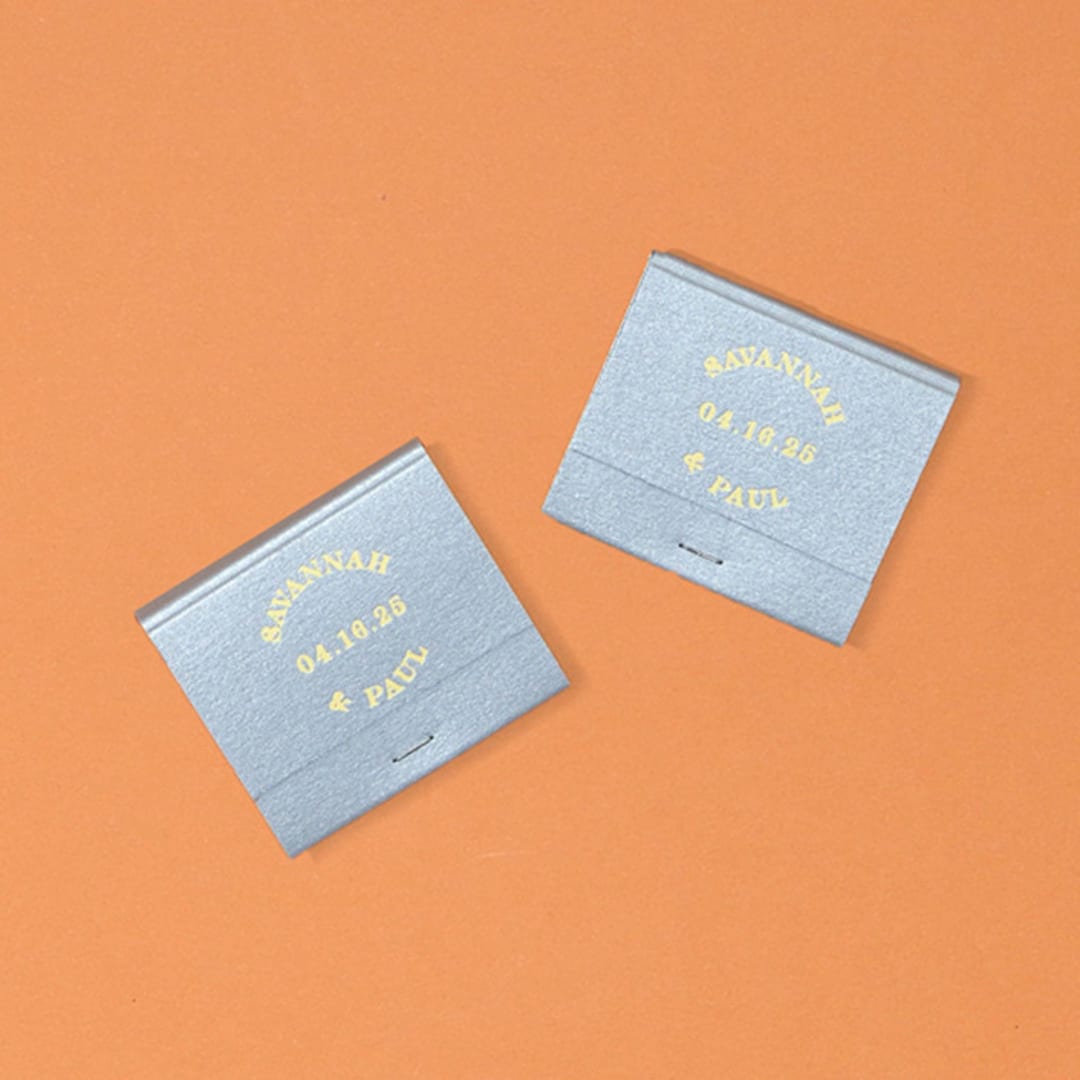 "Retro Wedding Matchbooks, set of 100" - Matchbooks and Matches in silver by ForYourParty