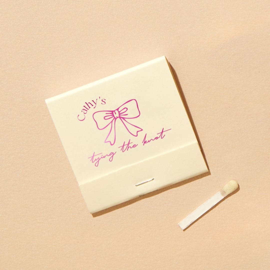 "Bow Tying the Knot Bridal Matchbooks, set of 50" - Matchbooks and Matches in green by ForYourParty
