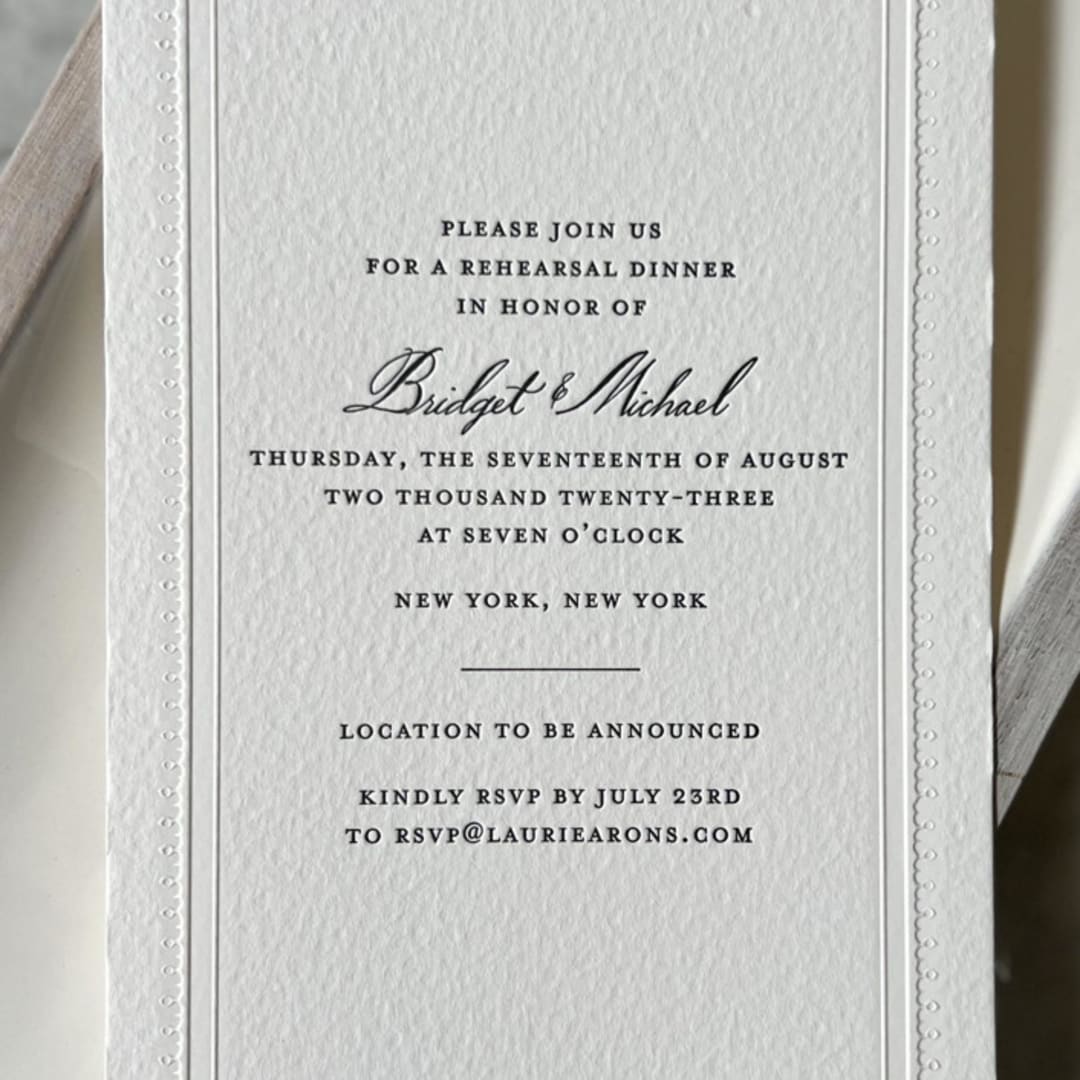 "Custom Embossed Border Invitation Card | Set of 50" - Programs in white by Christopher Neubauer