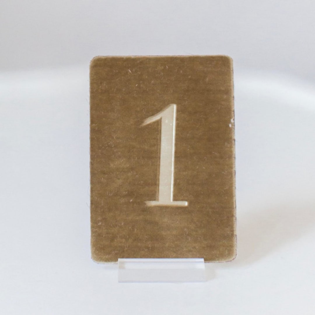 "Small Rectangle Table Number - Gold" - Table Numbers in gold by Velvet Raptor
