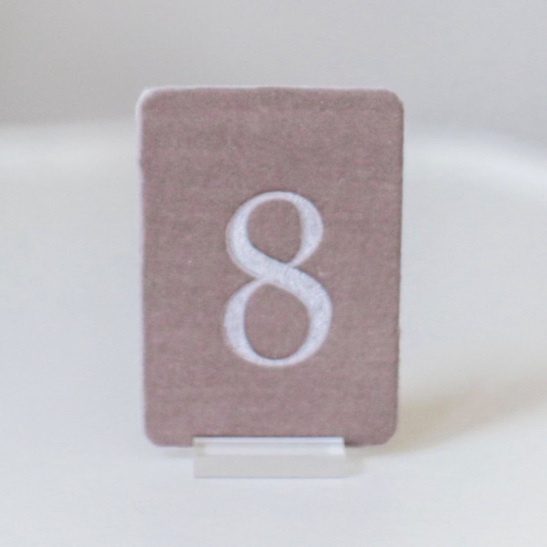 "Small Rectangle Table Number - Mushroom" - Table Numbers in beige by Velvet Raptor
