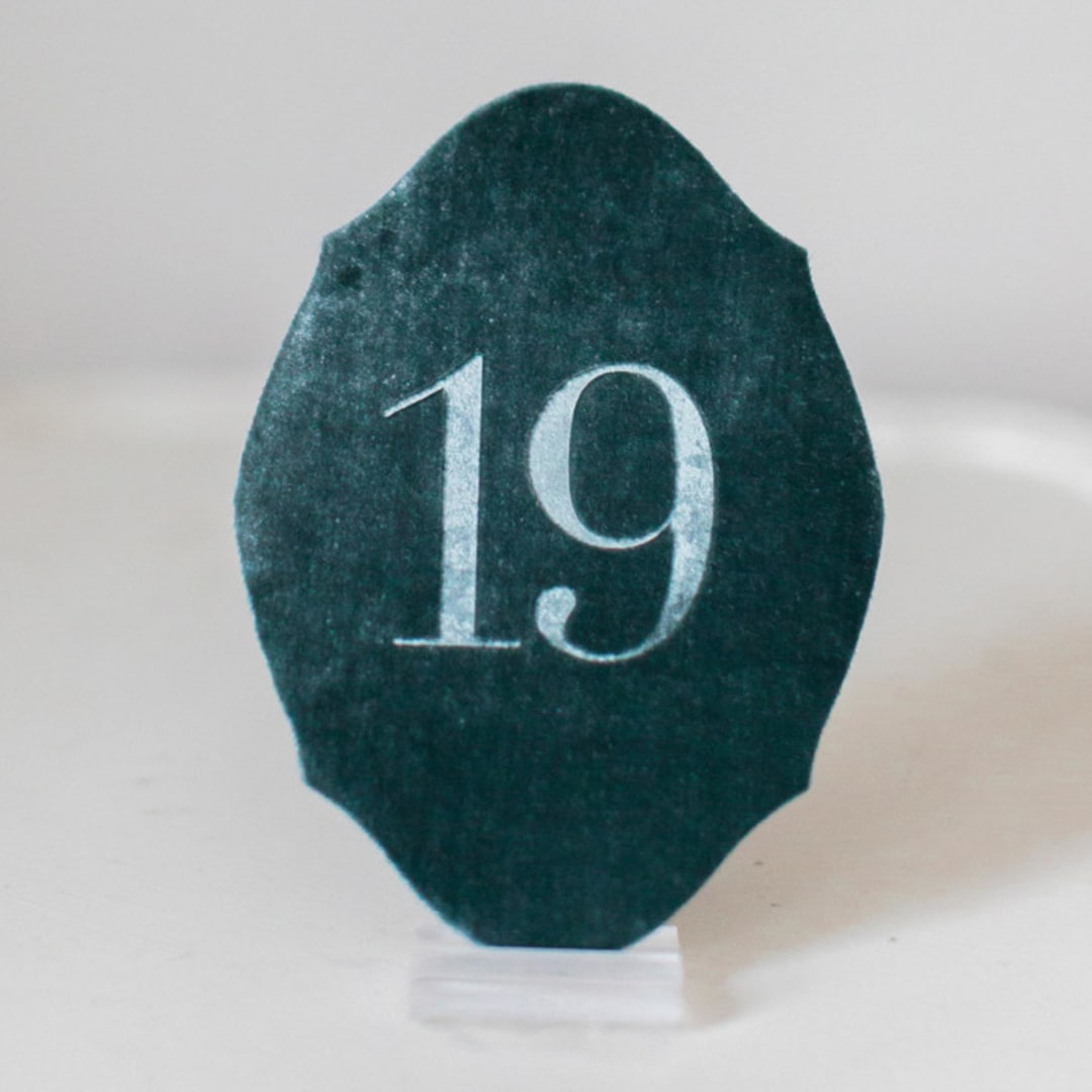 "Oval Table Number - Tourmaline" - Table Numbers in white by Velvet Raptor