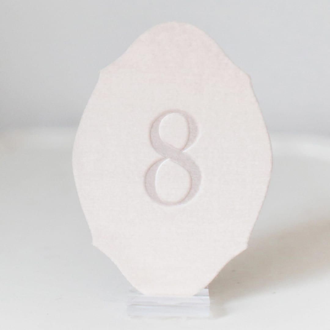 "Oval Table Number - Blush" - Table Numbers in pink by Velvet Raptor