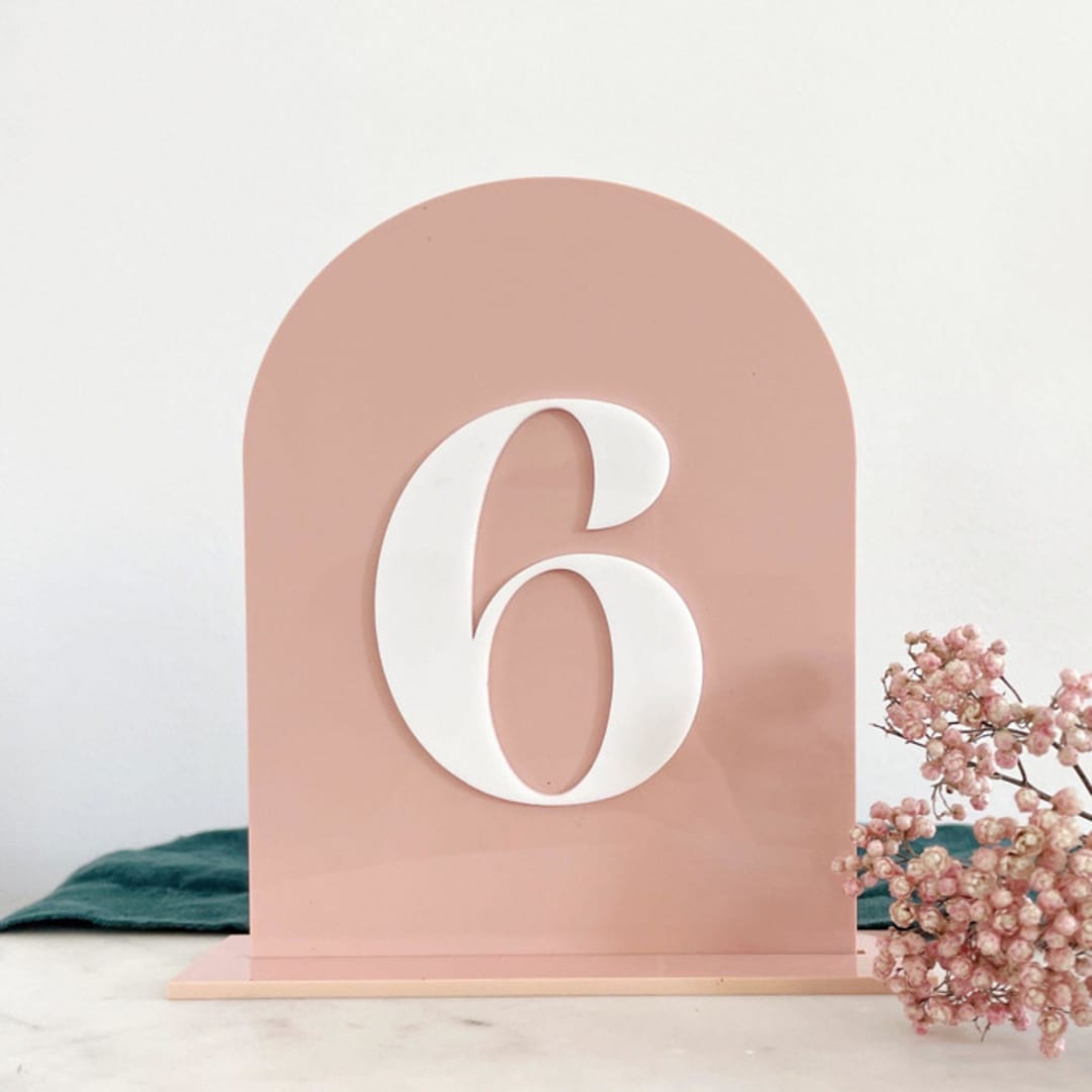 "Arch Funky Table Numbers" - Table Numbers in white by Aislinn Minardi