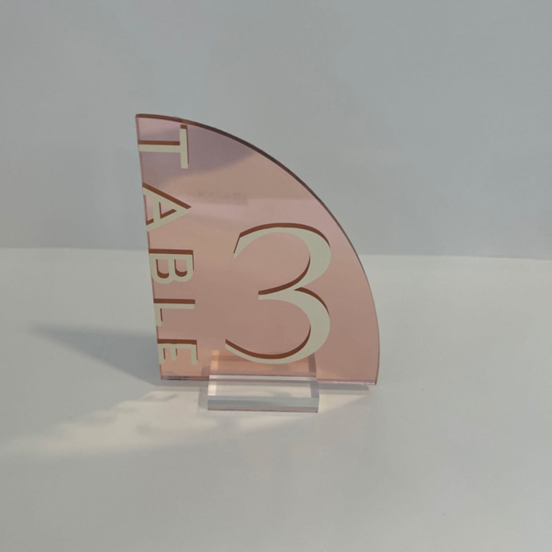 "Rose Gold Mirror Table Number" - Table Numbers in copper by Alexandra Ettis