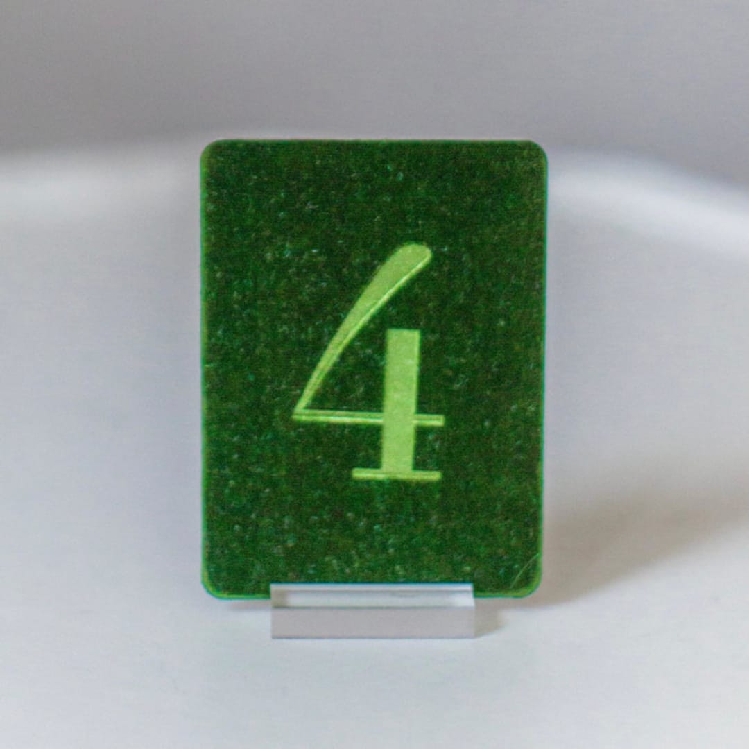 "Small Rectangle Table Number - Emerald" - Table Numbers in green by Velvet Raptor