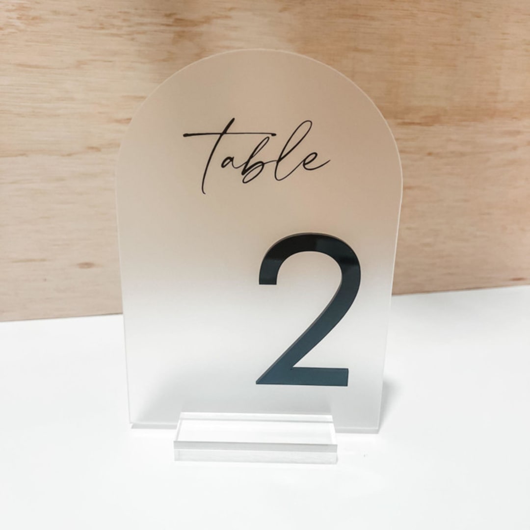 "Frosted Acrylic with Black Arch Acrylic Table Number" - Table Numbers in black by Alexandra Ettis