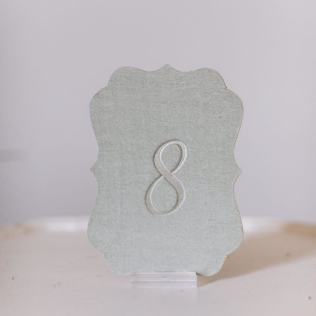 "Seagreen Script Scroll Table Number" - Table Numbers in green by Velvet Raptor