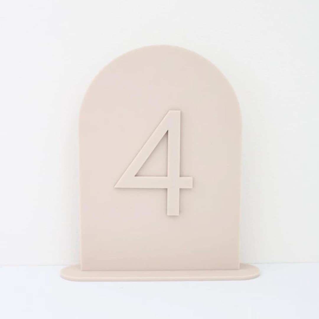 "Sand Arch Table Numbers" - Table Numbers in beige by Haven Print Co.