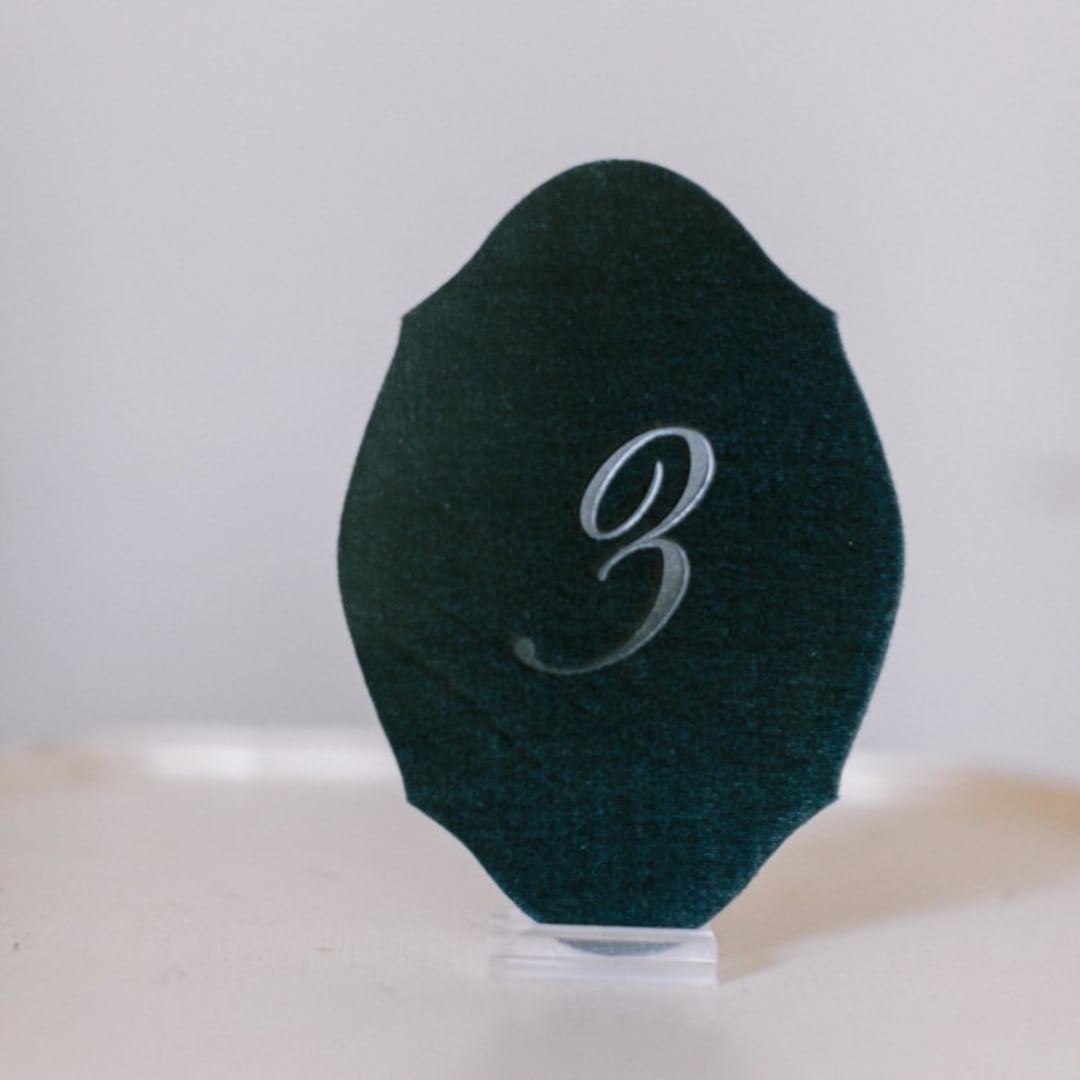"Touramaline Script Oval Table Number" - Table Numbers in blue by Velvet Raptor