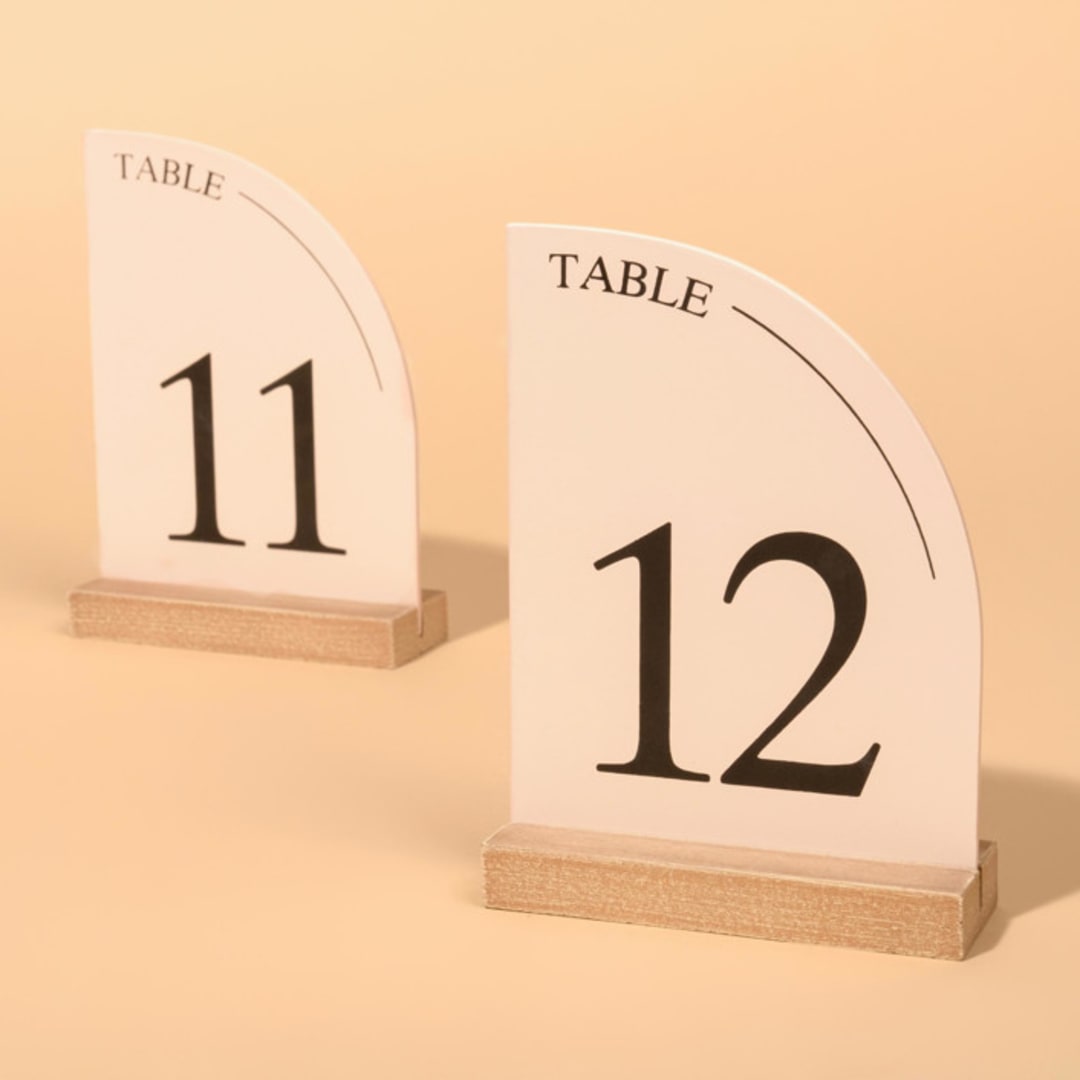 "Curved Table Number | Set “11-20” | Pink" - Table Numbers in pink by Hanna Roberts
