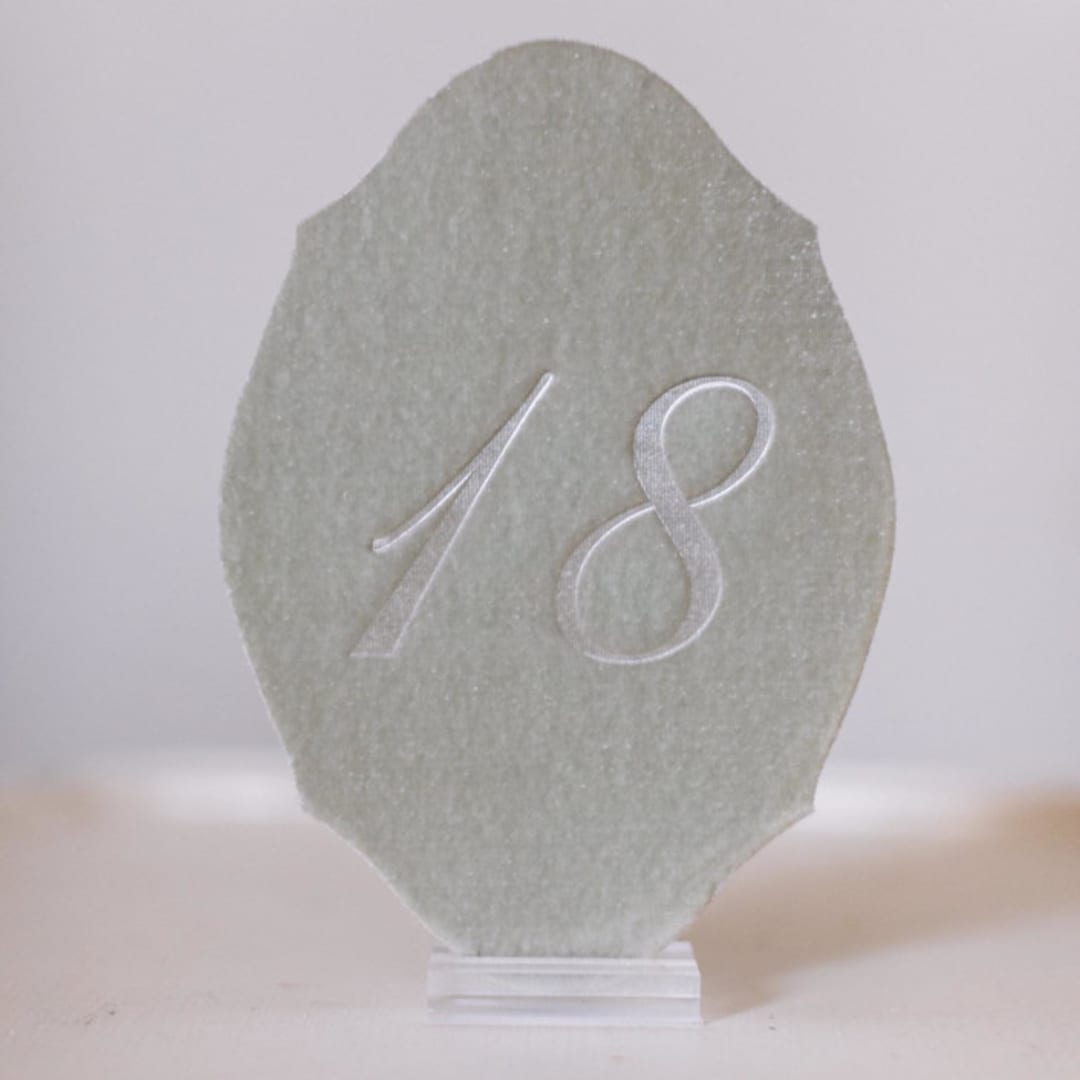 "Seagreen Script Oval Table Number" - Table Numbers in green by Velvet Raptor