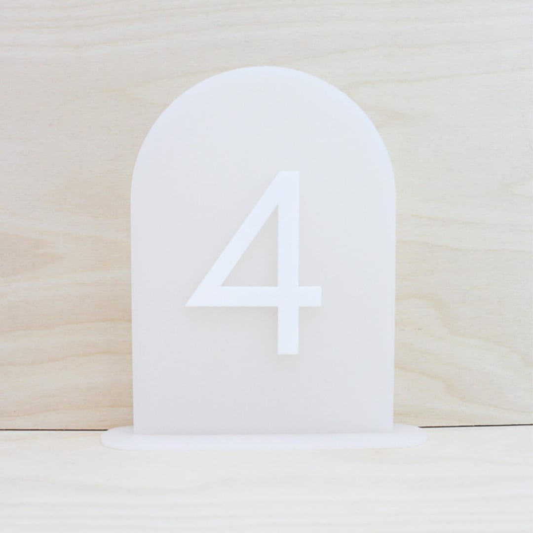 "Frosted Arch Table Numbers Set • 1-10" - Table Numbers in white by Haven Print Co.