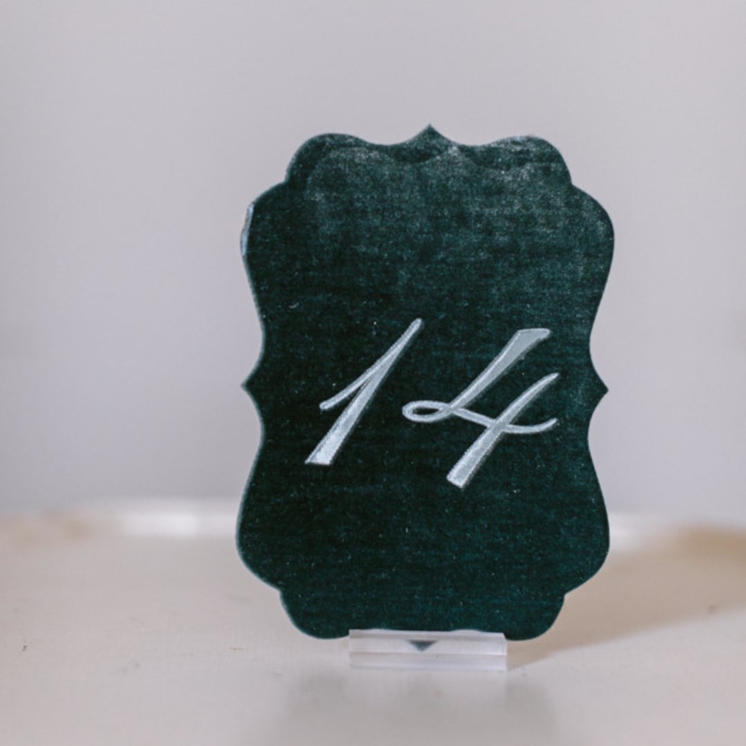"Tourmaline Script Scroll Table Number" - Table Numbers in blue by Velvet Raptor