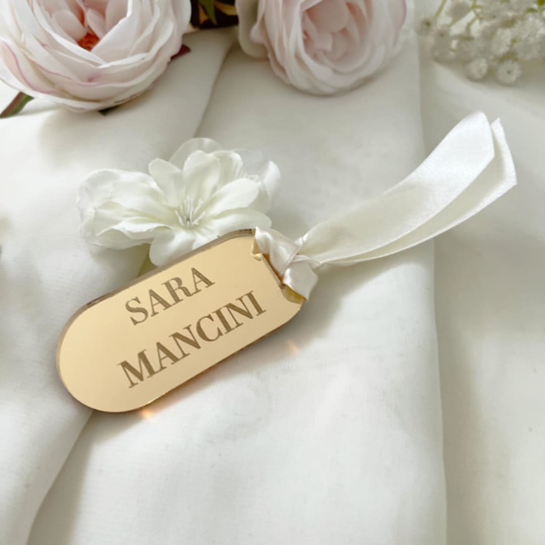 "Acrylic Place Cards with Ribbon | Luxury Wedding Place Cards | Set of 20" - Place and Escort Cards in gold by Self Stationery