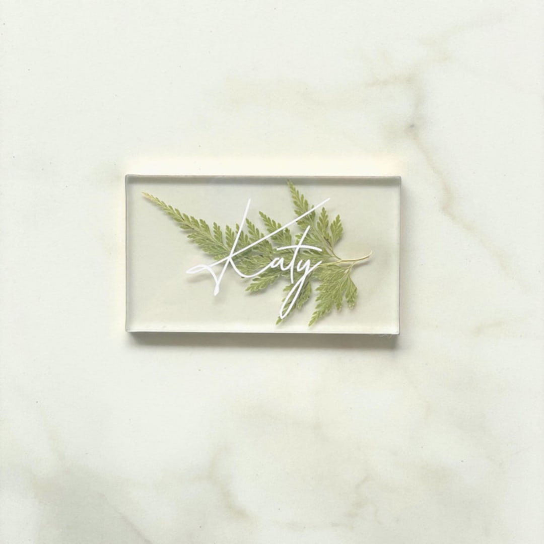 "Custom Fern Place Cards" - Place and Escort Cards in white by Jasmine Jhunjhnuwala