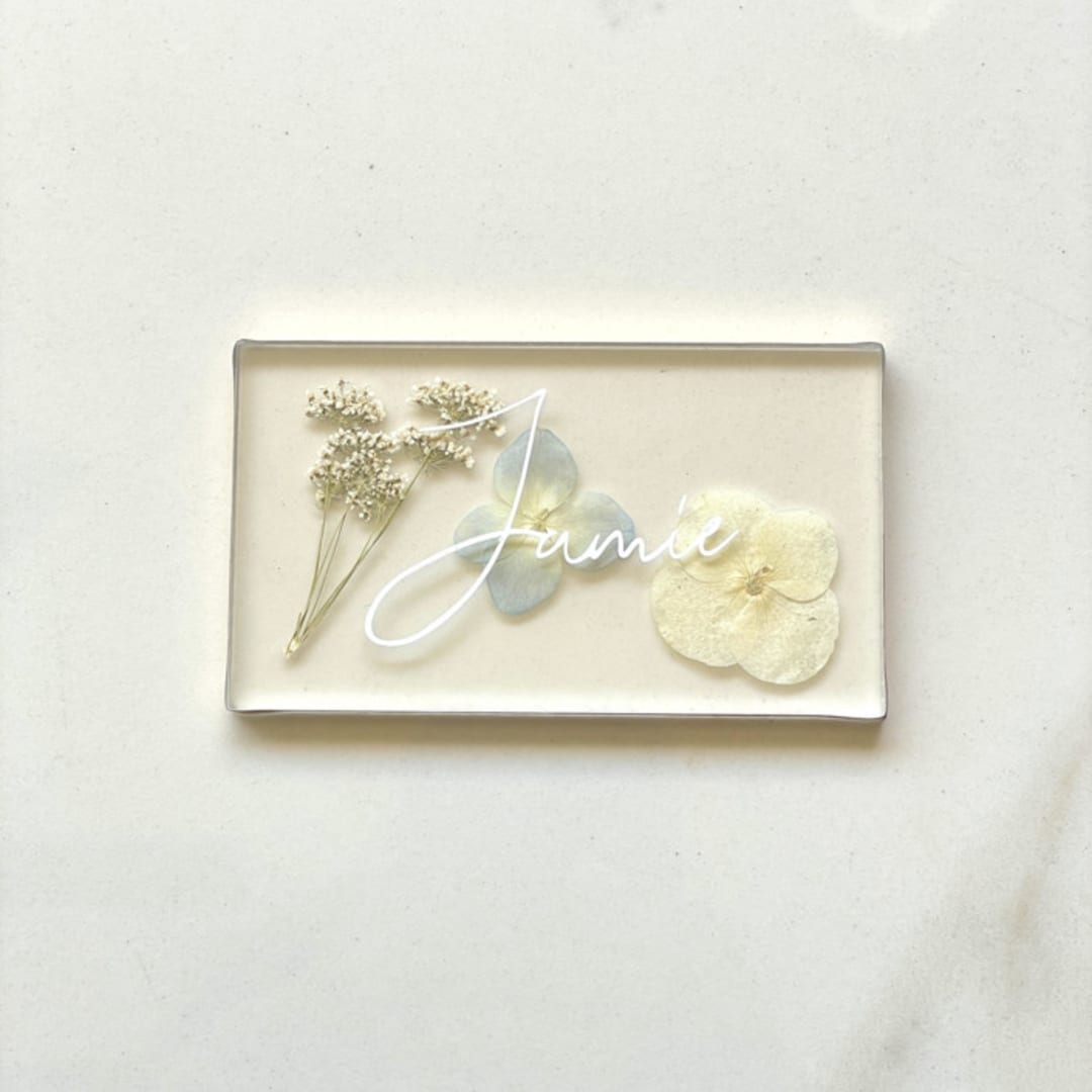 "Custom Floral Blue Place Cards" - Place and Escort Cards in copper by Jasmine Jhunjhnuwala
