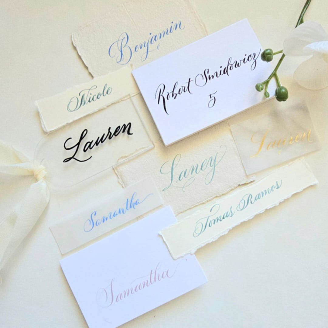 "Custom Calligraphy Place Cards - Calligraphy Services Only" - Place and Escort Cards in multicolor by Inkspiringletters