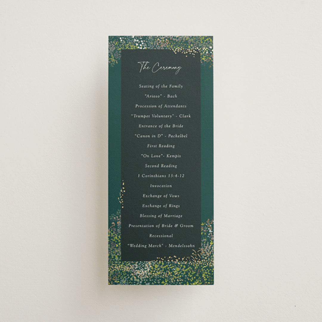 "By the Creek" - Wedding Programs in Emerald by Becky Nimoy - Front