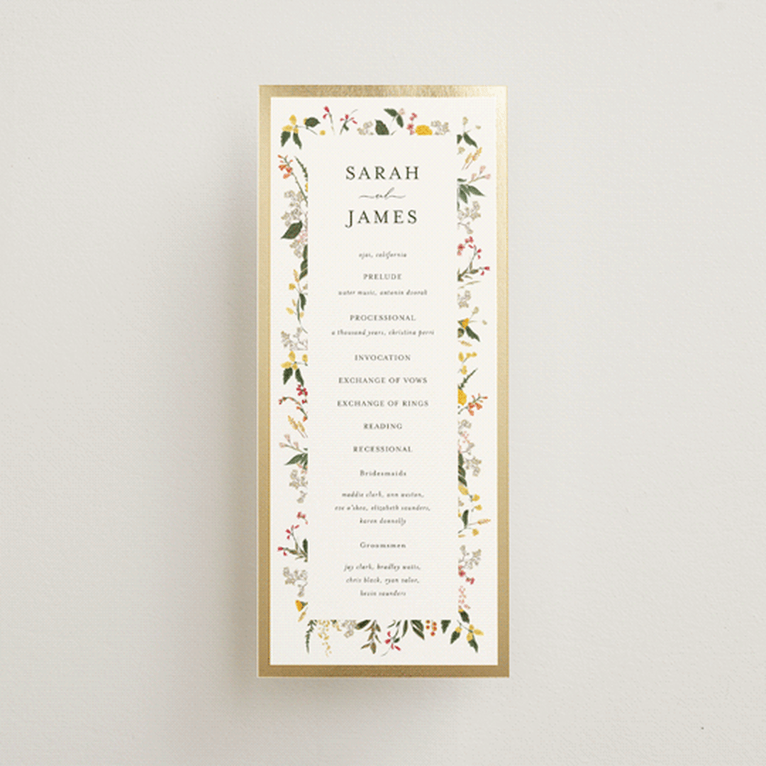 "Enchanting" - Wedding Programs in Burgundy by Susan Moyal - Front