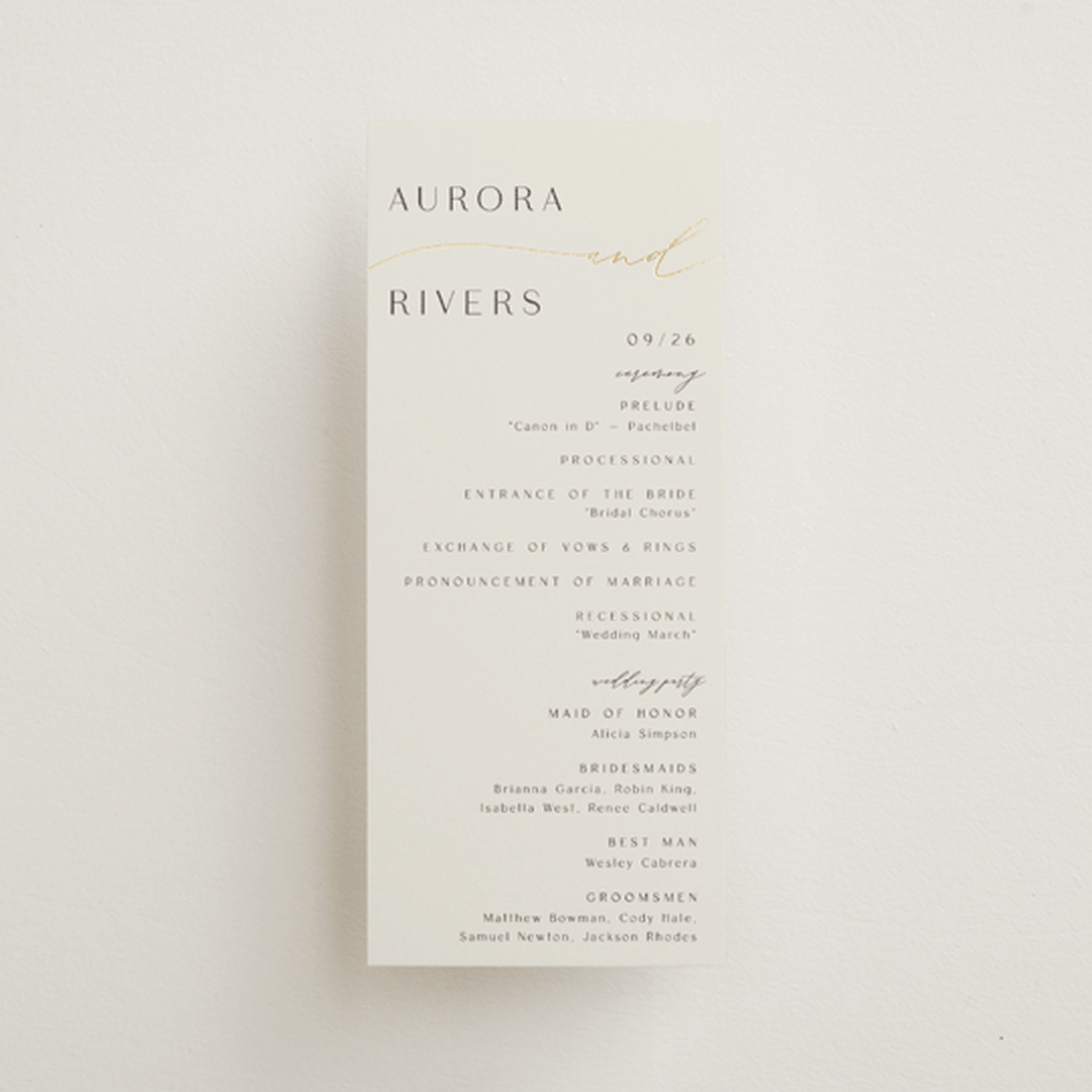 "gathering" - Wedding Programs in Smoke by Olivia Raufman - Front