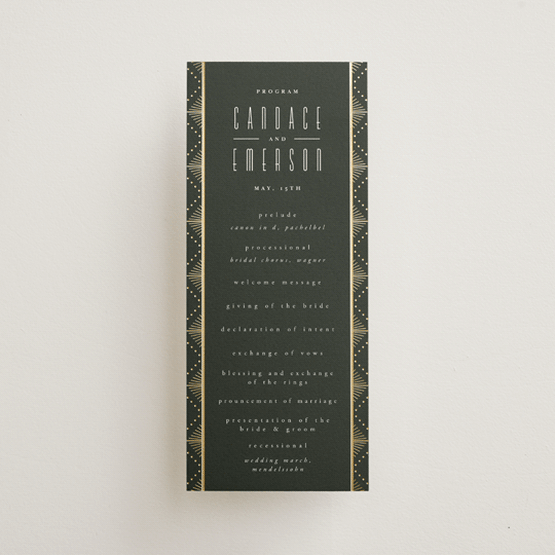 "Deco pattern" - Wedding Programs in Onyx by Ana de Sousa - Front