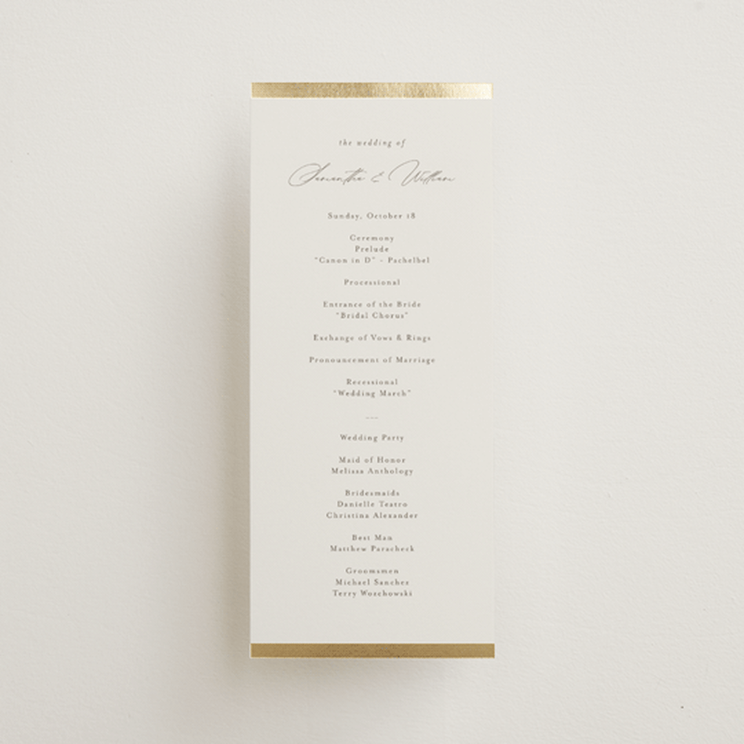 "Surround" - Wedding Programs in Sand by Nicole Walsh - Front