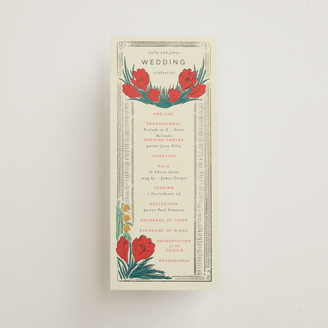"Deco Spring Florals" - Wedding Programs in Birch by Shiny Penny Studio - Front