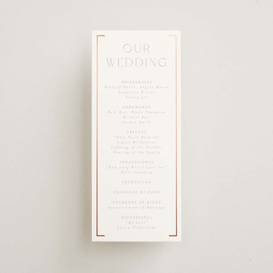 "Bellino" - Wedding Programs in Snow by AK Graphics - Front