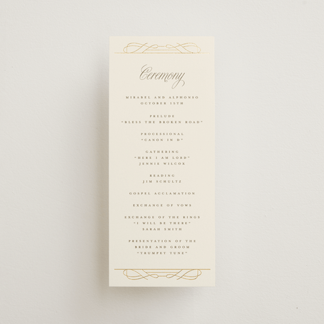 "Simple Art Nouveau" - Wedding Programs in Cream by Katie Zimpel - Front