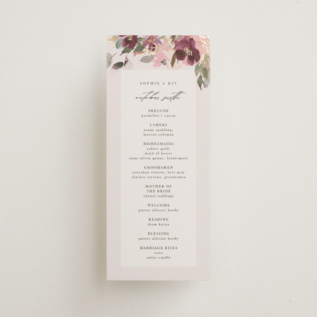 "Fleur" - Wedding Programs in Blush by Lori Wemple - Front