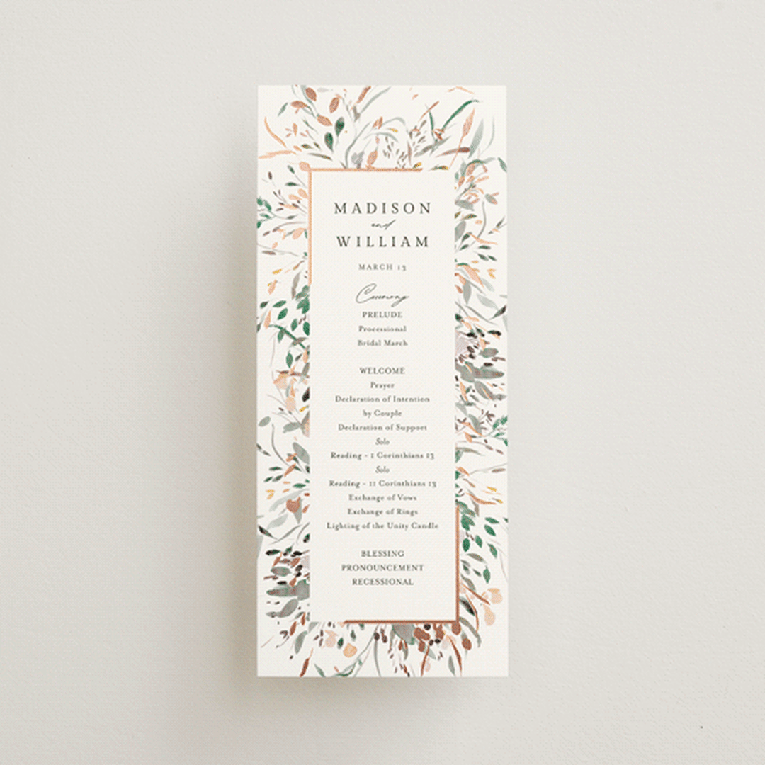"Undone" - Wedding Programs in Garden by Itsy Belle Studio - Front