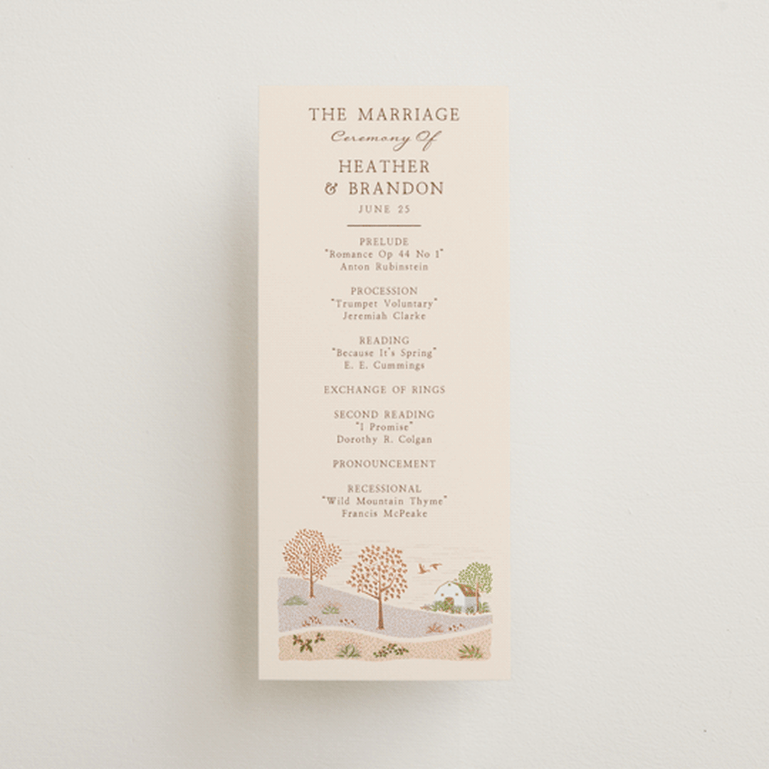 "Countryside" - Wedding Programs in Rose Quartz by Paper Sun Studio - Front